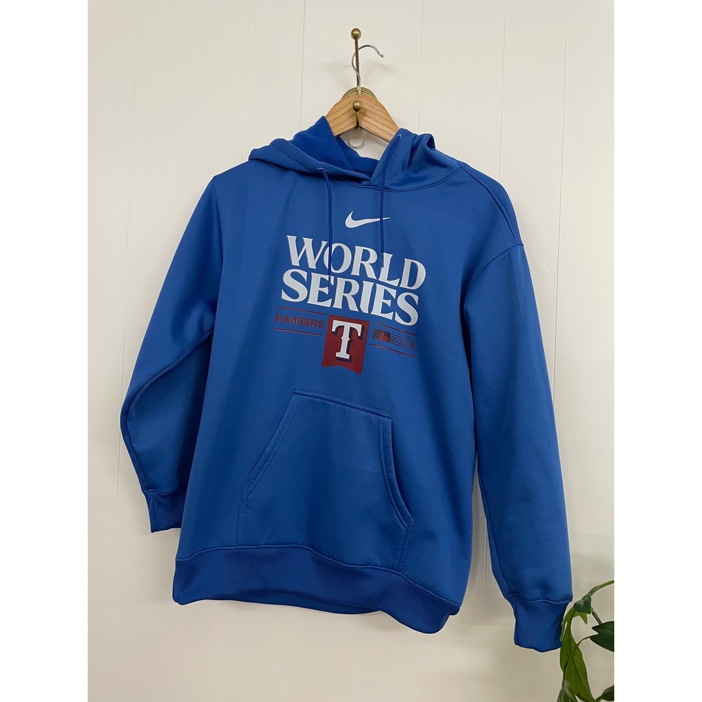 Nike Texas Rangers 2023 World Series Hoodie Blue Mens Medium MLB Sweatshirt